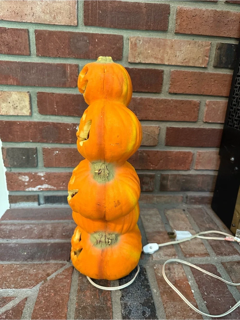 Vintage Gemmy Stacked Pumpkins Halloween Decor Foam Blow Mold Lighted Works 16”